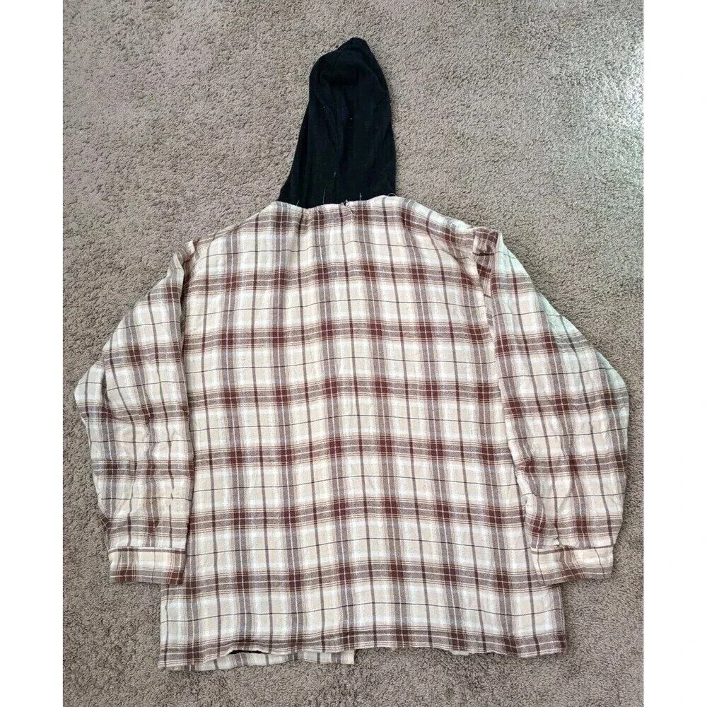 Jnco Hoodie Women's Size XL Plaid Fleece Button Up Long Sleeve - Picture 4 of 6